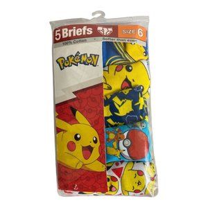 Pokémon Boys Briefs Underwear 5-Pack Size 6 Cartoon Pikachu Cotton NEW
